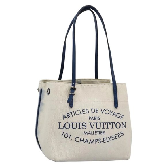LOUIS VUITTON Cabas PM Tote Bag Canvas White Blue M94504 LV Auth ep5538 - Picture 1 of 16